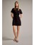 Bisiklet Yaka Kemerli Kısa Kollu Mini Süet Elbise G2750AX25AU 2