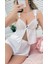 Nıghtlıght Dantel Işlemeli Ince Askılı Beyaz Saten Şortlu Takım 1