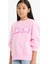Kız Çocuk Barbie Oversize Geniş Kalıp Bisiklet Yaka Sweatshirt F1090A825AU 1