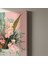 Pembe Çiçekler ve Geometrik Vazolu Modern Sanat Tablosu 5