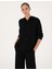 Kadın Siyah Oversize Modal Karışımlı Kapüşonlu Sweatshirt 50314972-VR046 3