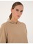 Kadın Bej Oversize Modal Karışımlı Kapüşonlu Sweatshirt 50314972-VR011 2