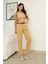 Kemer Detaylı Pileli Gabardin Kumaş Pantolon 6158-CAMEL 1