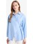 Regular Fit Gömlek Yaka Önden Bağlamalı Poplin Uzun Kollu Gömlek Tunik F8347AX25AU 4