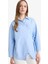 Regular Fit Gömlek Yaka Önden Bağlamalı Poplin Uzun Kollu Gömlek Tunik F8347AX25AU 6