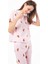 Premium Kadın Pijama Takımı Krem Ayıcık Desenli Yumuşak Dokulu Kısa Kollu Bisiklet Yaka 3