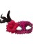Pembe Renk Pullu Güllü Tüylü Wedding Maskesi Lastikli Balo Mask 1 Adet Bride 1