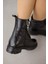 Pablo Hakiki Deri Bağcıklı Kadın Bot - Siyah 4