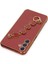 Samsung Galaxy A24 4g Elegant Charm Case (Kalpli Zincirli Kılıf) Elegant Silicone Cover - Kırmızı 5