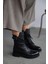 Fallon Hakiki Deri Toka Detaylı Kadın Bot - Siyah 1
