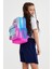 İlkokul Sırt Çantası 4 Bölmeli Ortopedik Unicorn Desenli Mavi Neon Pembe Kız Çocuk 27x38x14 cm 4