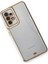 Samsung Galaxy A73 5g Elegant Liva Lens Kapak – (Şeffaf Gövde, Altın Çerçeveli Kamera Koruma) - Beyaz 2
