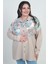 Kadın Düşük Kollu Çift Cepli Desenli Büyük Beden Gömlek 2