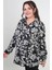 Kadın Kol Katlamalı Çiçekli Büyük Beden Gömlek 5