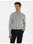 Erkek Gri Melanj Slim Fit Polo Yaka Fermuarlı Basic Triko Kazak 50315406-VR086 3