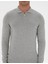 Erkek Gri Melanj Slim Fit Polo Yaka Fermuarlı Basic Triko Kazak 50315406-VR086 6