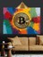 Renkli Fonda Bitcoin Sembolü Dekoratif Kanvas - Mdf Ahşap Tablo 4