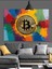 Renkli Fonda Bitcoin Sembolü Dekoratif Kanvas - Mdf Ahşap Tablo 5