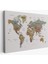 Detaylı Dünya Haritası Dekoratif Renkli Zeminli Kanvas Tablo 1702 1
