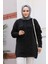 Siyah Tesettür Triko Kazak Tunik 87703S 2