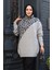 Desenli Gri Tesettür Triko Kazak Tunik 8818GR 1