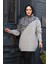 Desenli Gri Tesettür Triko Kazak Tunik 8818GR 3