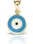 Çift Taraflı Nazar Mavi Yüz Altın Kolye Ucu 1
