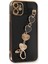Apple iPhone 12 Elegant Charm Case (Kalpli Zincirli Kılıf) Elegant Silicone Cover - Siyah 1