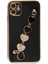Apple iPhone 12 Elegant Charm Case (Kalpli Zincirli Kılıf) Elegant Silicone Cover - Siyah 5