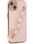 Apple iPhone 14 Elegant Charm Case (Kalpli Zincirli Kılıf) Elegant Silicone Cover - Pudra 1