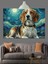 Yıldızlı Gökyüzünde Beagle Köpek Dekoratif Kanvas - Mdf Ahşap Tablo 3