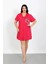 Büyük Beden Penye Düğmeli Fuşya Tunik Gecelik 5