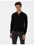 Erkek Siyah Slim Fit Polo Yaka Fermuarlı Basic Triko Kazak 50315406-VR046 3