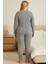Gri Kadın Büyük Beden Pijama Takımı 4