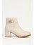 Krem Cilt Yarım Fermuarlı Bot PC-55114 1