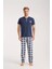 Erkek Lacivert Düğmeli Yaka Kısa Kol Pijama Takımı 1