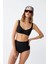 Kadın Siyah Pedli Kare Yaka Yüksek Bel Bikini Takımı 4