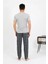 Erkek Pamuk Kısa Kol Pijama Takım Gri 5