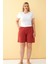 Kadın Kiremit Rengi Rahat Kalıp Cepli Şort 1