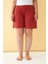 Kadın Kiremit Rengi Rahat Kalıp Cepli Şort 3