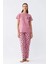 Kadın Somon Kalp Desenli Kısa Kollu Penye Pijama Takımı 2