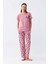 Kadın Somon Kalp Desenli Kısa Kollu Penye Pijama Takımı 4