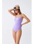 Kadın Lila Minimal Askılı Tek Parça Mayo 3