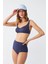 Kadın Basic Lacivert Pedli Yüksek Bel Bikini Takımı 4