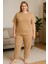 Kadın Büyük Beden Pijama Takımı Kısa Kollu Bej Rengi 1