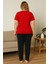 Kırmızı Büyük Beden Pijama Takımı Baskılı 3