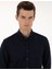 Erkek Lacivert Mikro Desenli Slim Fit Uzun Kollu Gömlek 50316747-VR033 2