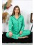 Kadın Pamuk Penye Önden Düğmeli Uzun Kol Yeşil Pijama Takım 3
