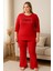 Kırmızı Kadın Büyük Beden Pijama Takımı 2