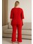Kırmızı Kadın Büyük Beden Pijama Takımı 4